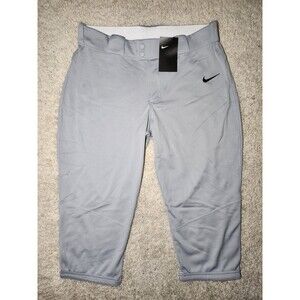 Nike Softball Pants Womens L Gray Vapor Select 3/4 NWT Swoosh AV6718-052